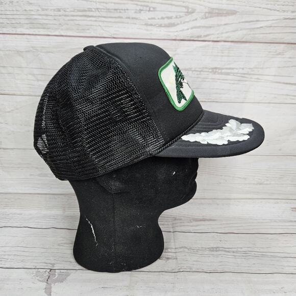 Vintage Large Patch Bass Hat Mesh Snapback Trucker Scrambled Eggs Embroidered - Picture 5 of 7